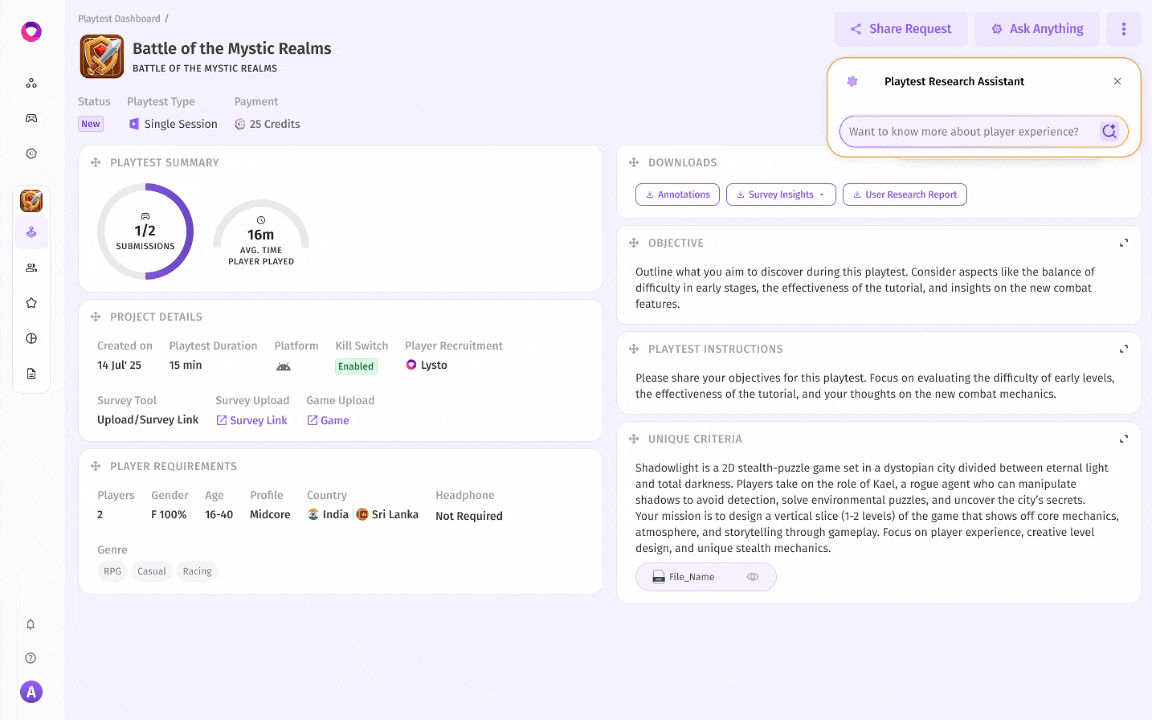 game user research platform
